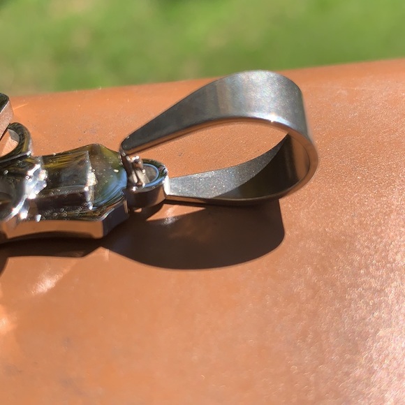 New Two Tone Stainless Steel Cross w/ Large Bail - Picture 3 of 10